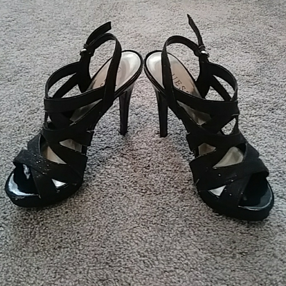 Guess blk sparkle hi heels